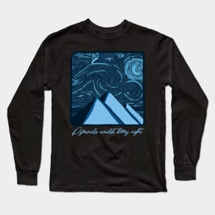 Pyramids Amidst Starry night Long Sleeve T-Shirt